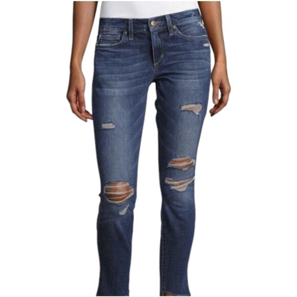 Joe’s Ripped Keagan Distressed Mid Rise Straight Jeans Dark Wash Blue Size 32 - Picture 3 of 9
